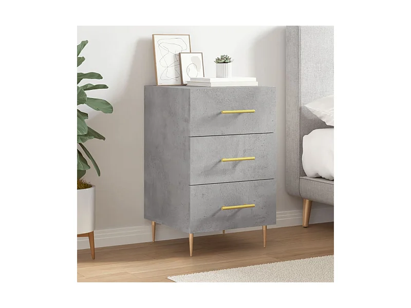 Table de chevet gris béton 40x40x66 cm bois d'ingénierie