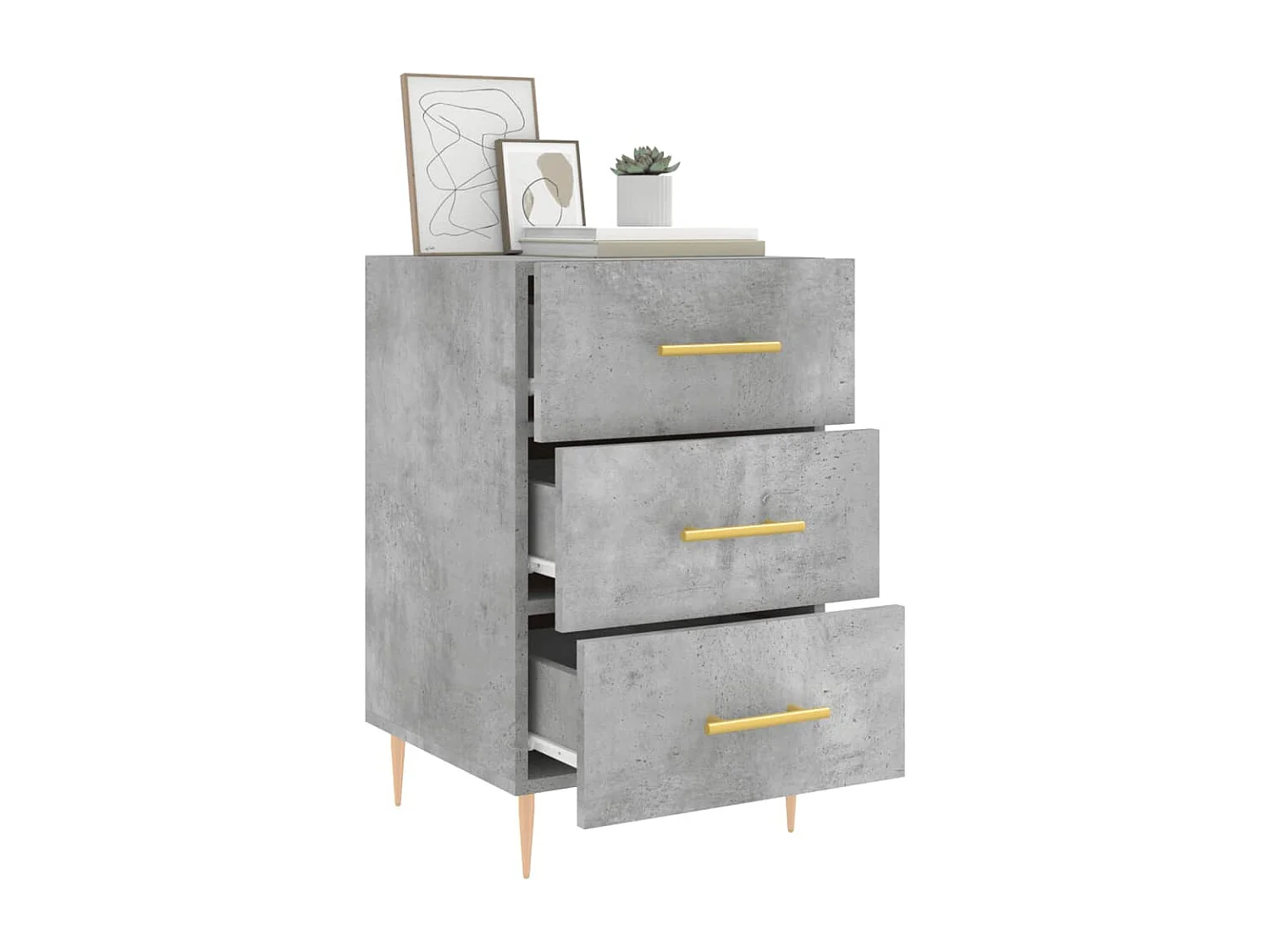 Table de chevet gris béton 40x40x66 cm bois d'ingénierie