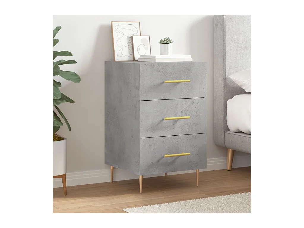 Comodino Grigio Cemento 40x40x66 cm in Legno Multistrato