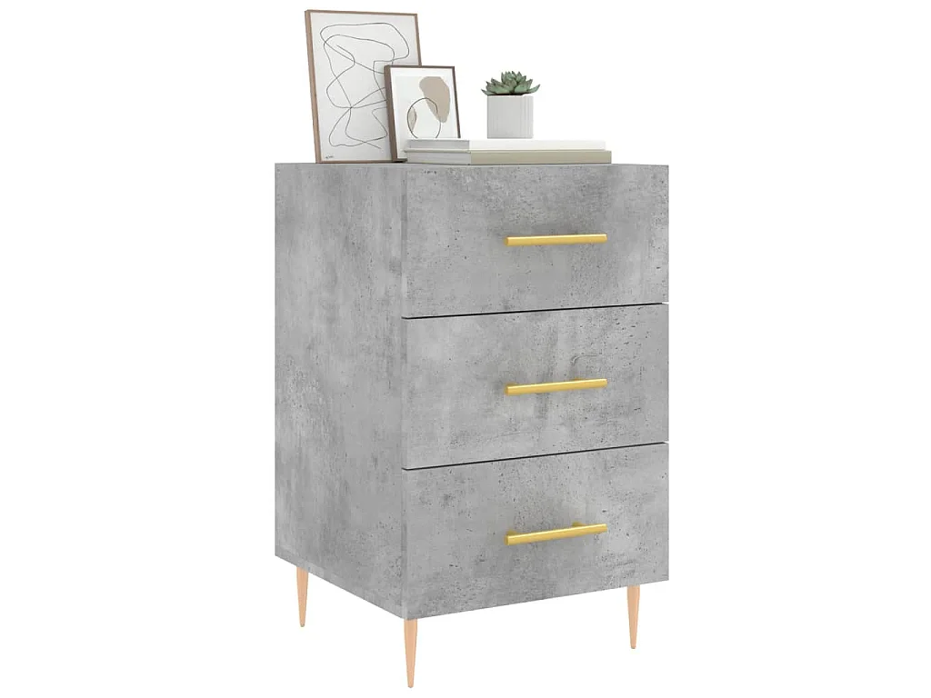 Mesita de noche madera de ingeniería gris hormigón 40x40x66 cm