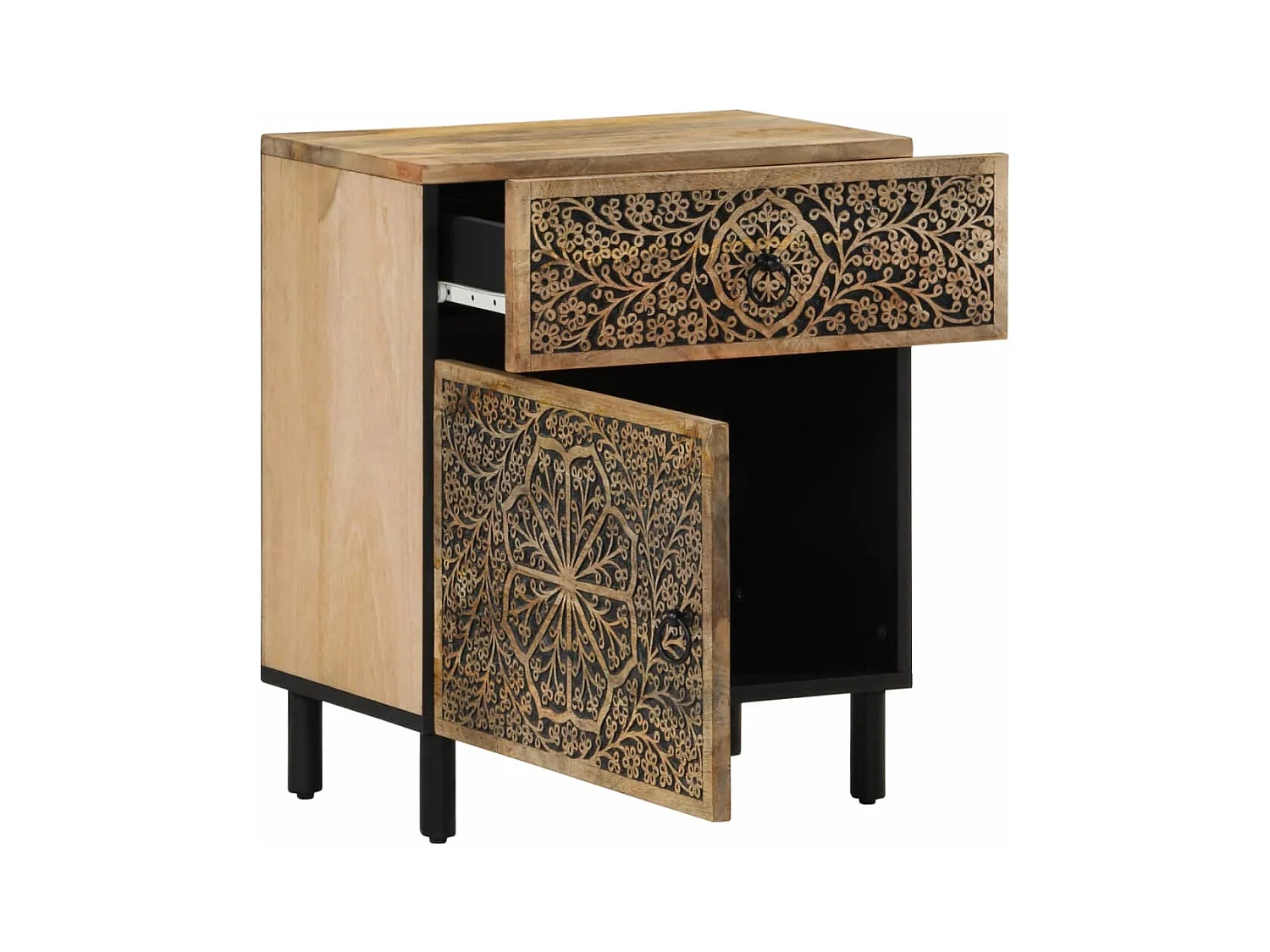 Table de chevet 50x33x60 cm bois de manguier massif