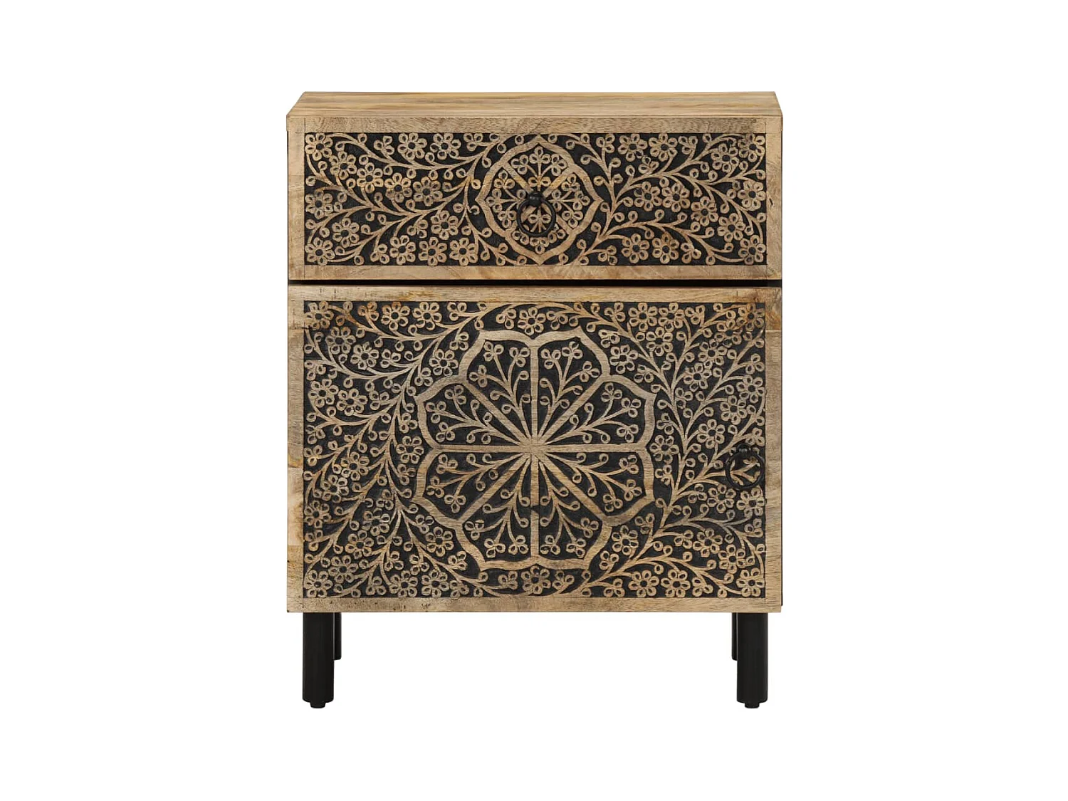 Table de chevet 50x33x60 cm bois de manguier massif