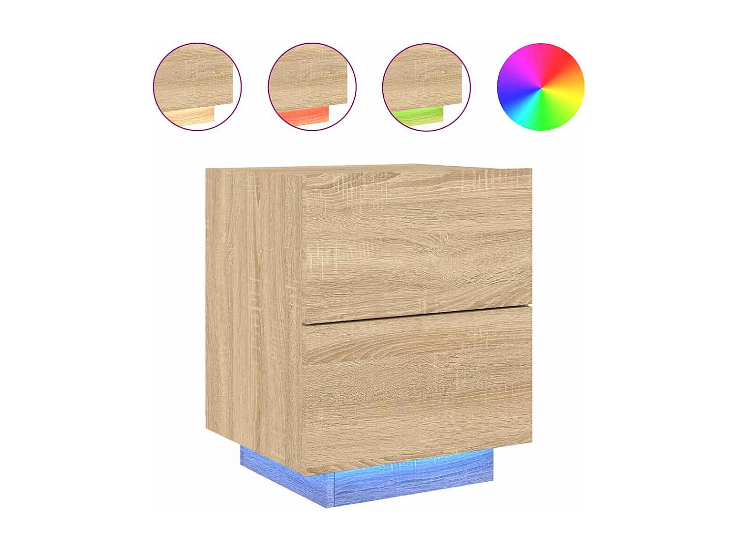 Nachtkastje met LED-verlichting bewerkt hout sonoma eikenkleur