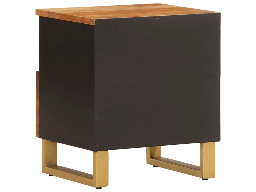 Table de chevet marron et noir bois de manguier solide