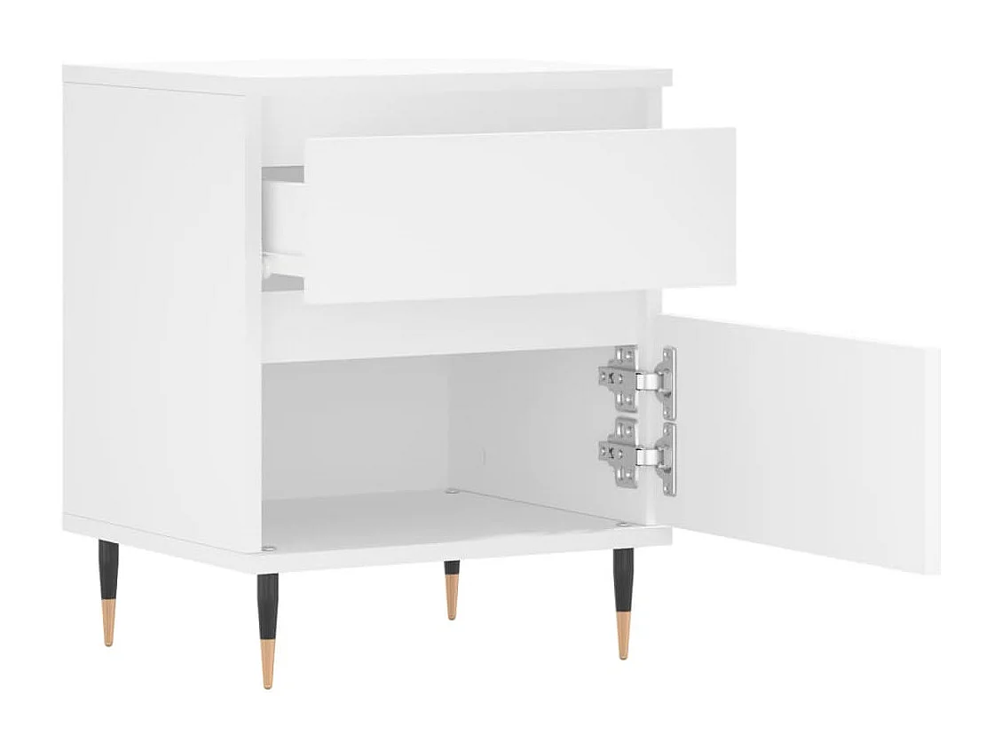 Mesita de noche madera contrachapada blanco 40x35x50 cm