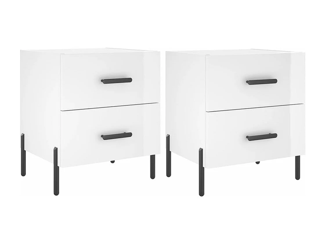 Tables de chevet 2 pcs blanc brillant 40x35x47,5 cm