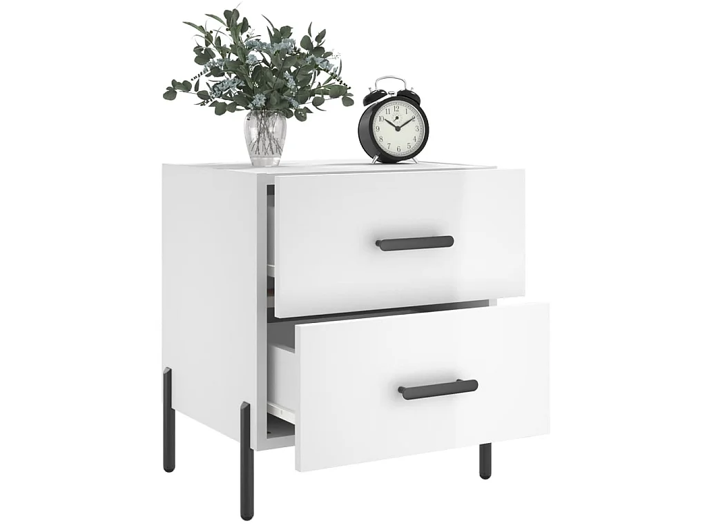 Tables de chevet 2 pcs blanc brillant 40x35x47,5 cm
