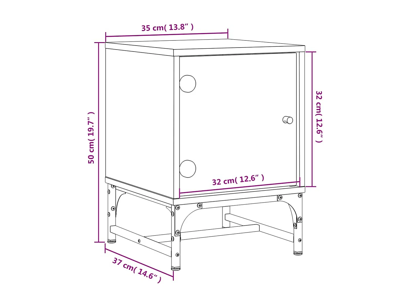 Tables de chevet et portes vitrées 2 pcs sonoma gris 35x37x50cm