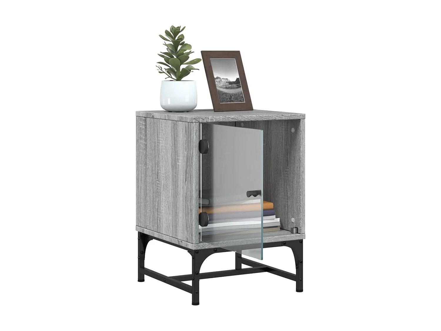 Tables de chevet et portes vitrées 2 pcs sonoma gris 35x37x50cm