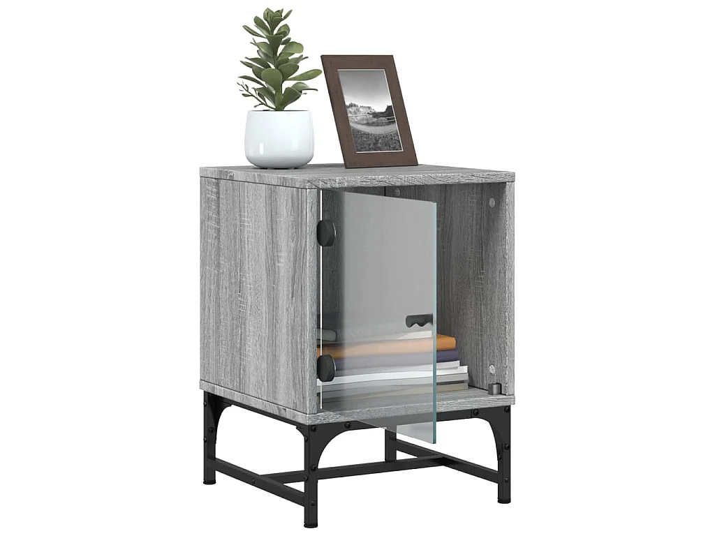 Tables de chevet et portes vitrées 2 pcs sonoma gris 35x37x50cm