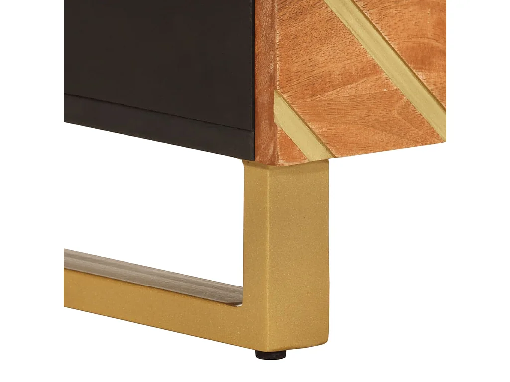 Mesita de noche madera maciza mango marrón y negro 50x33x60 c