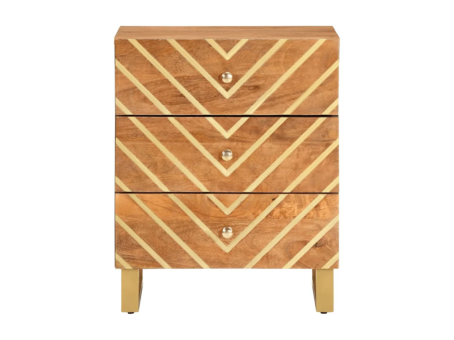 Nachttisch Braun und Schwarz 50x33x60 cm Massivholz Mango