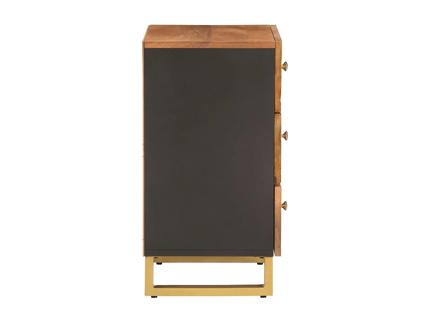 Nachttisch Braun und Schwarz 50x33x60 cm Massivholz Mango