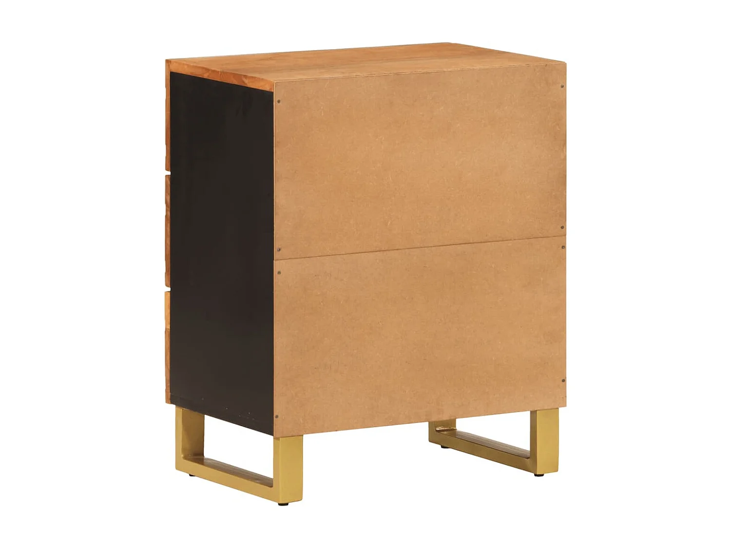 Nachttisch Braun und Schwarz 50x33x60 cm Massivholz Mango