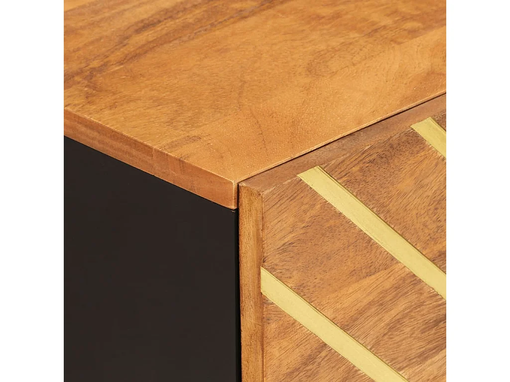 Nachttisch Braun und Schwarz 50x33x60 cm Massivholz Mango