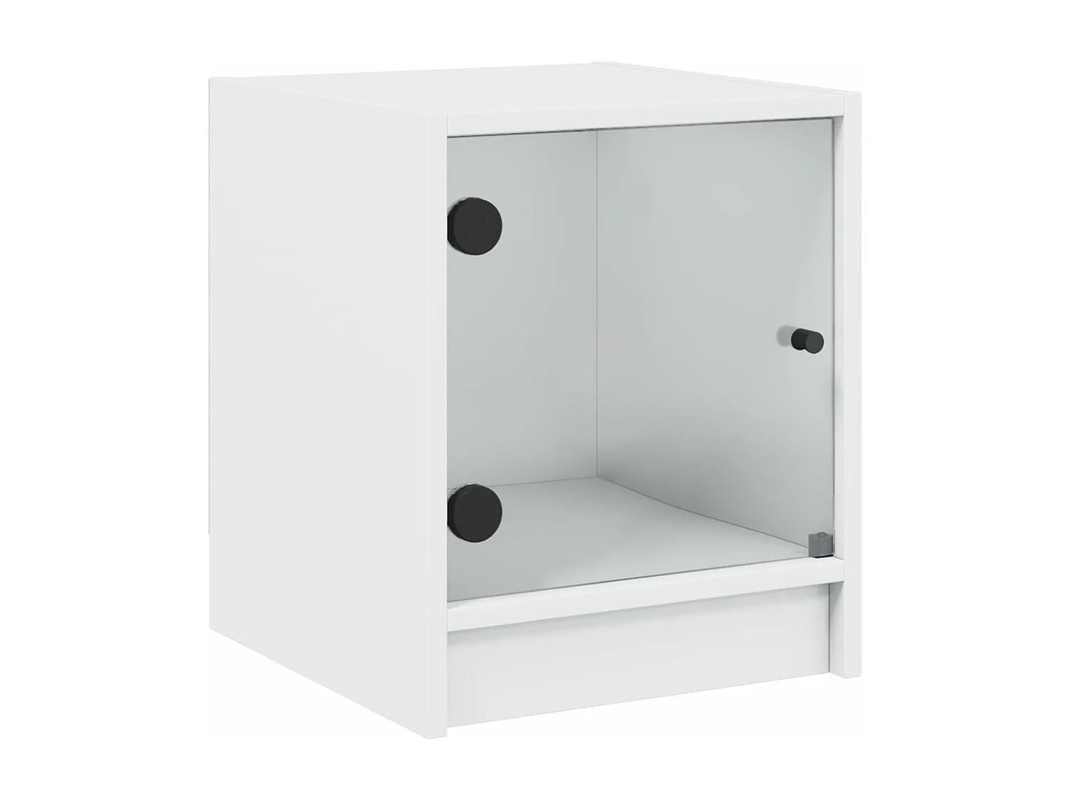 Mesita de noche con puerta de vidrio blanco 35x37x42 cm