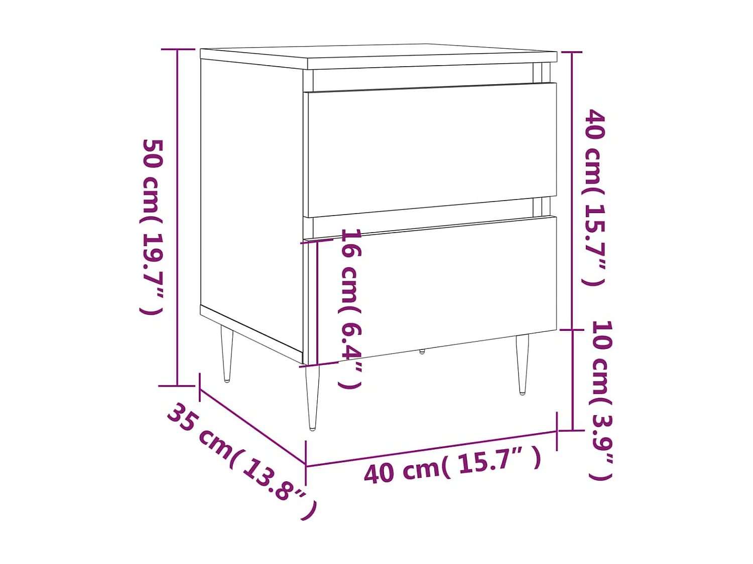 Tables de chevet 2 pcs blanc brillant 40x35x50 cm