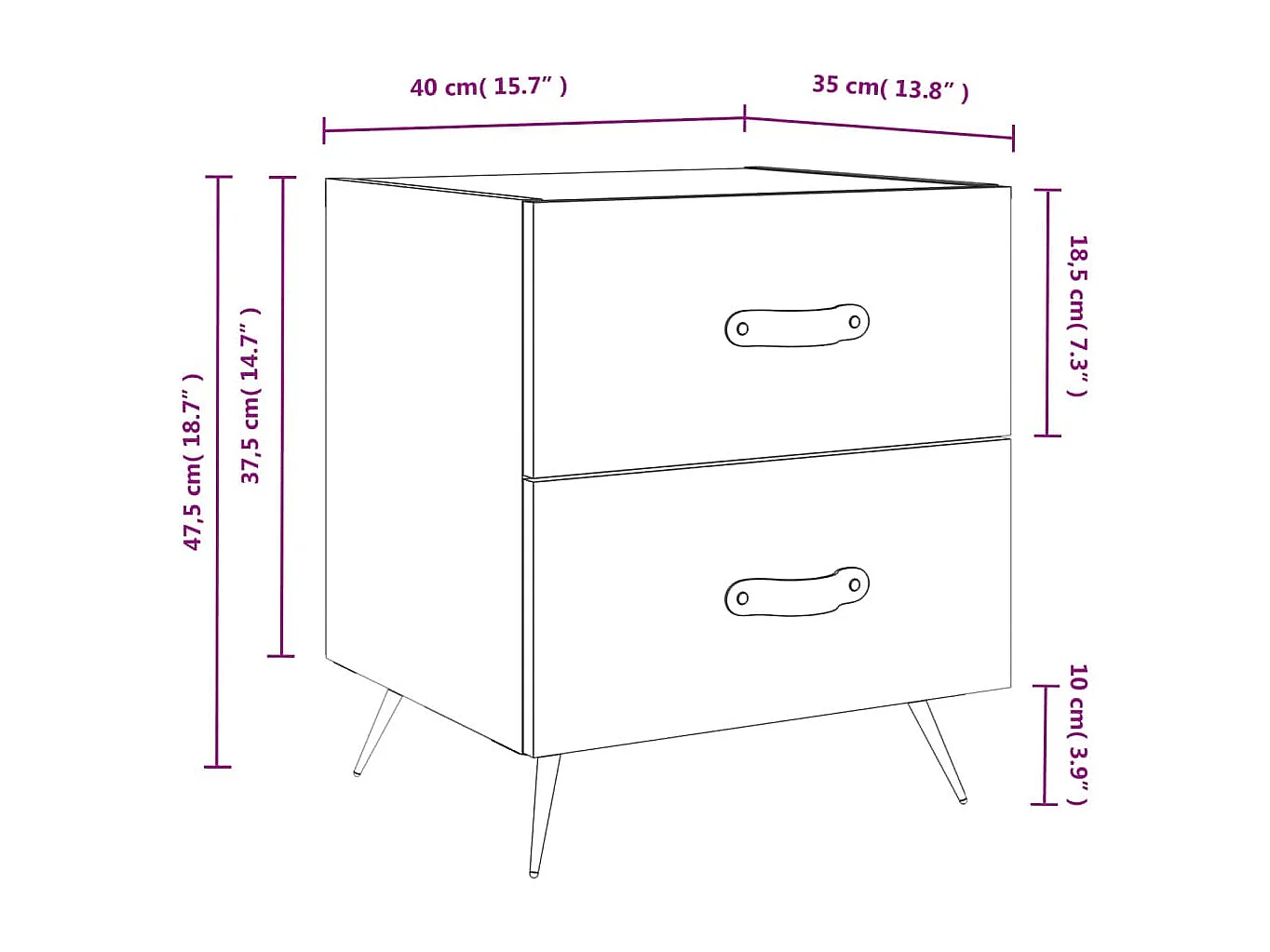 Nachttische 2 Stk. Betongrau 40x35x47,5 cm Holzwerkstoff