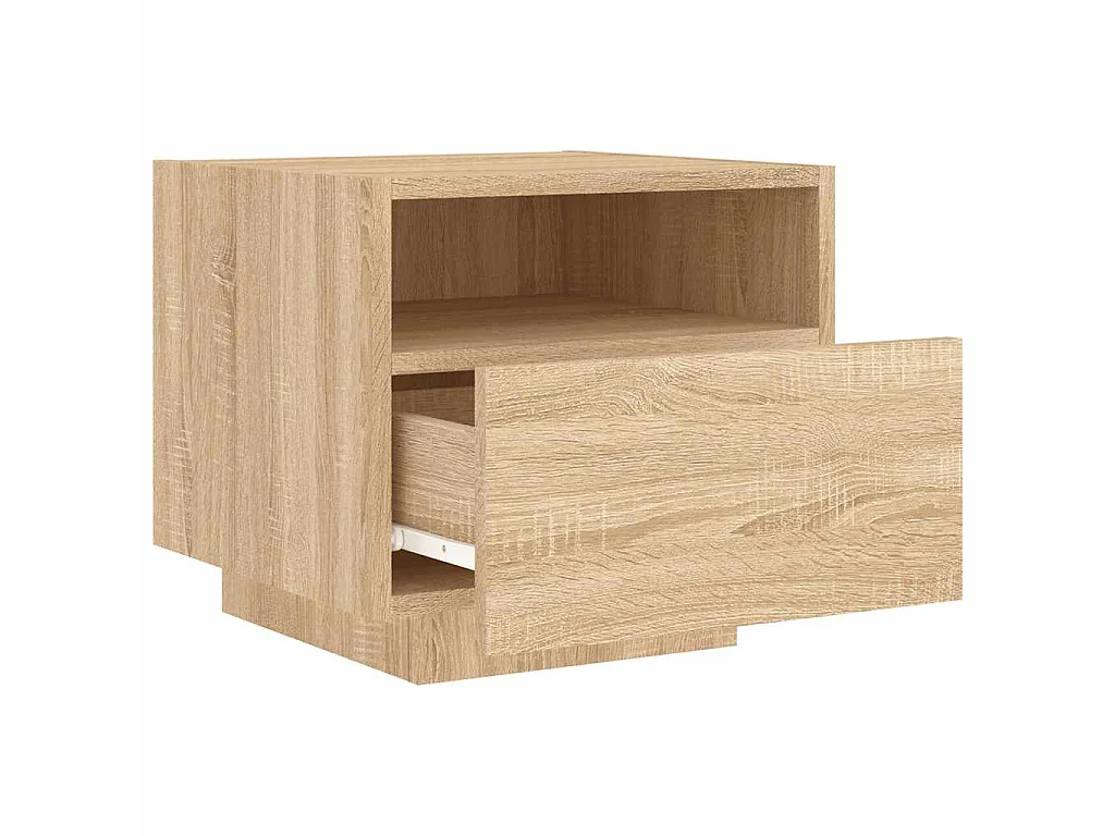 Comodino con Luci LED Rovere Sonoma 40x39x37 cm