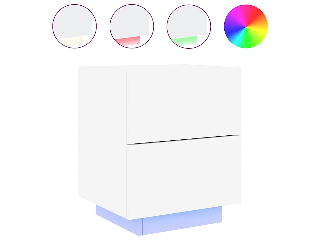 Mesita de noche con luces LED madera de ingeniería blanca