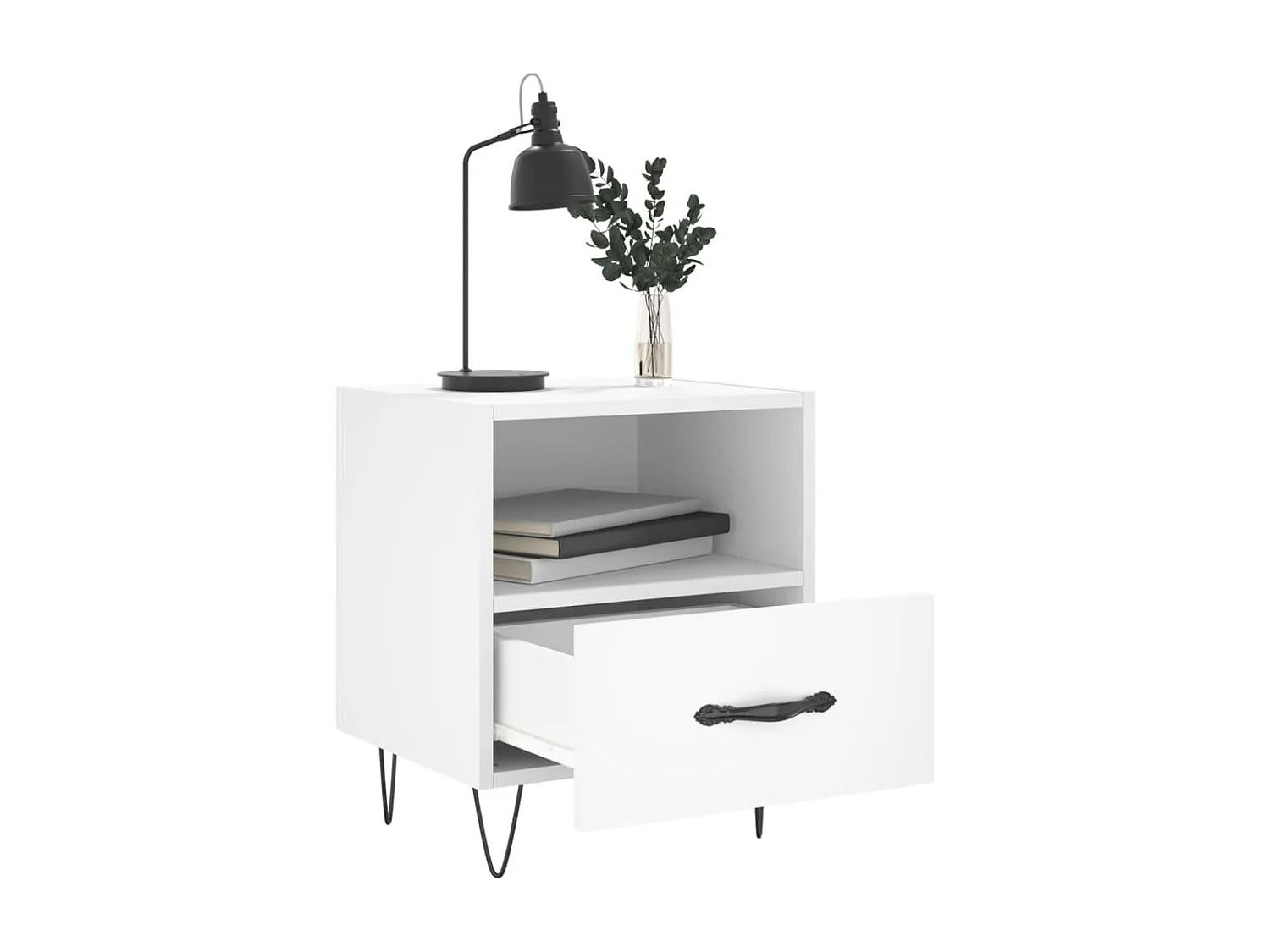 Comodino Bianco 40x35x47,5 cm in Legno Multistrato