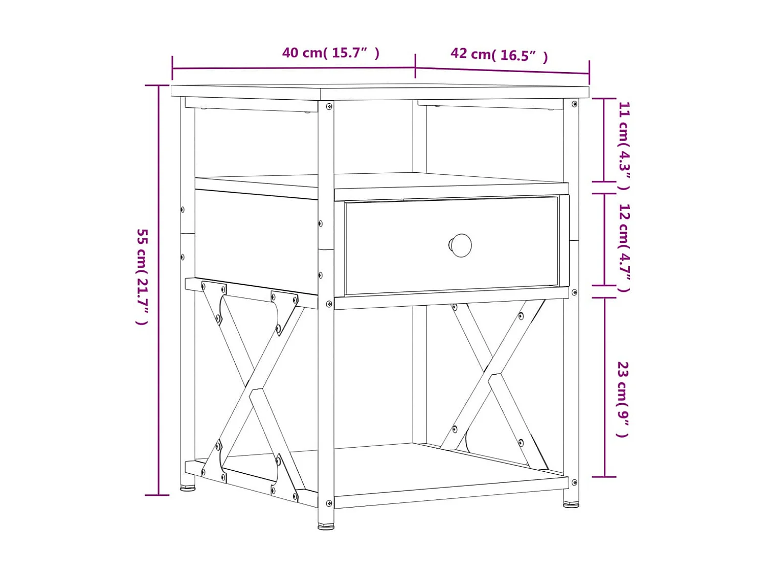 Nachttische 2 Stk. Schwarz 40x42x55 cm Holzwerkstoff