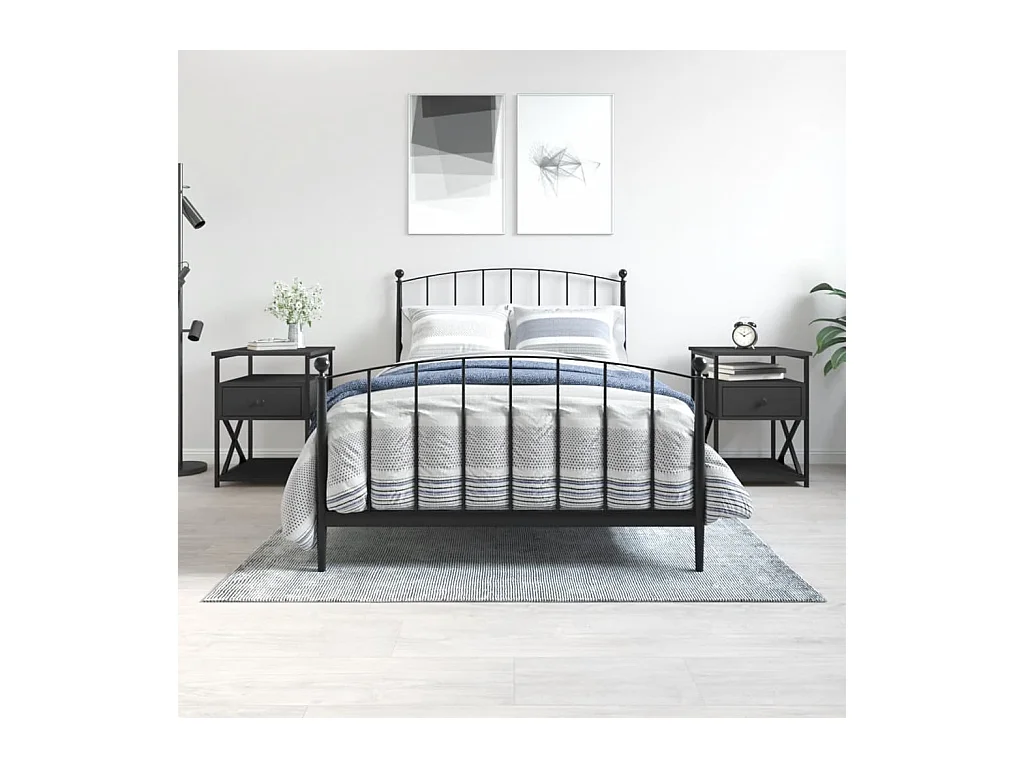 Nachtkastjes 2 st 40x42x55 cm bewerkt hout zwart