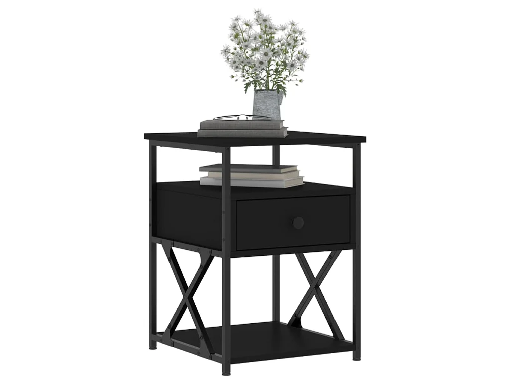 Tables de chevet 2 pcs noir 40x42x55 cm bois d’ingénierie