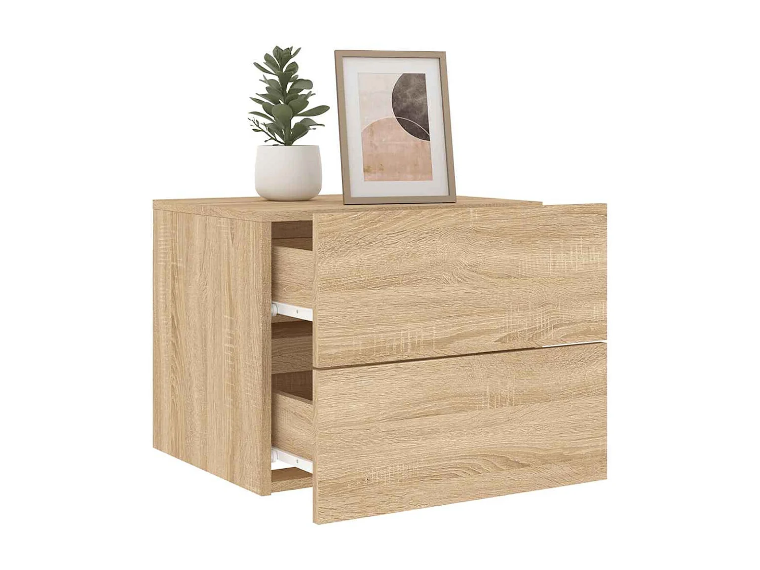 Table de chevet murale avec lumières LED chêne sonoma