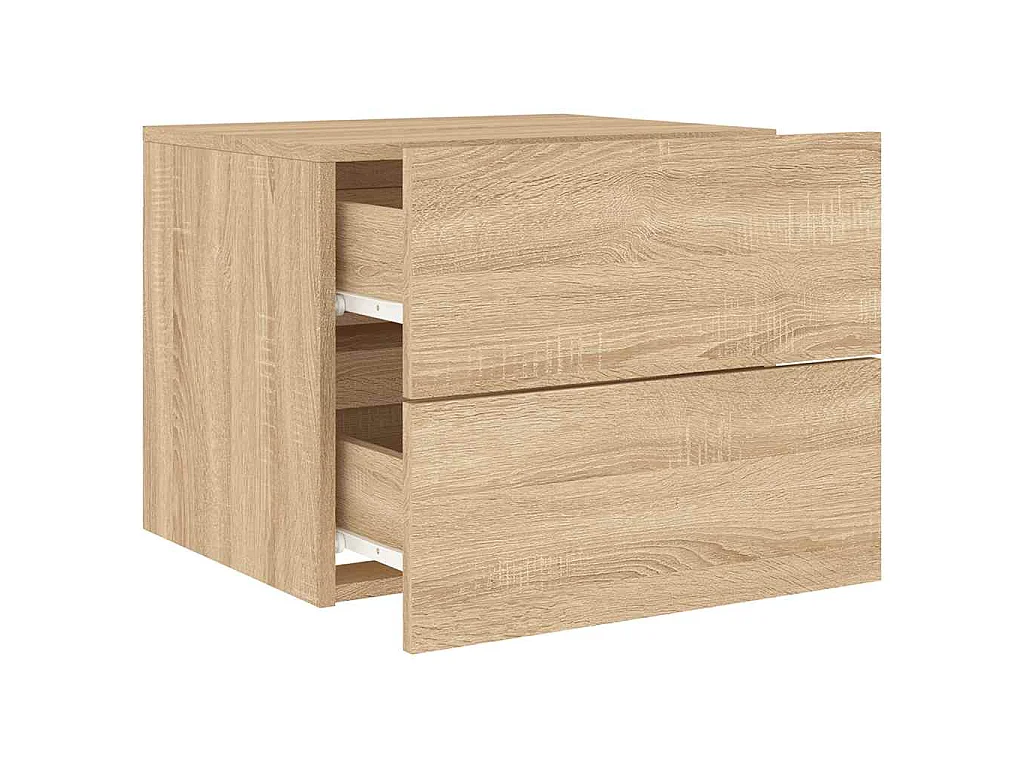 Comodino a Parete con luci LED Rovere Sonoma