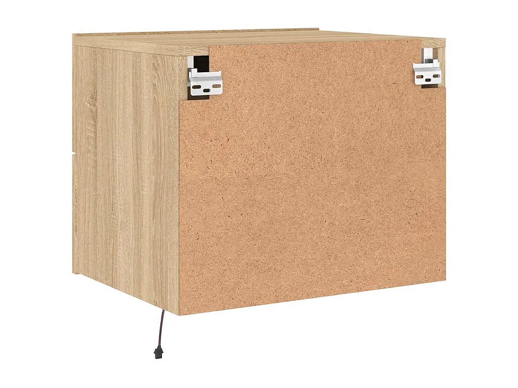 Comodino a Parete con luci LED Rovere Sonoma