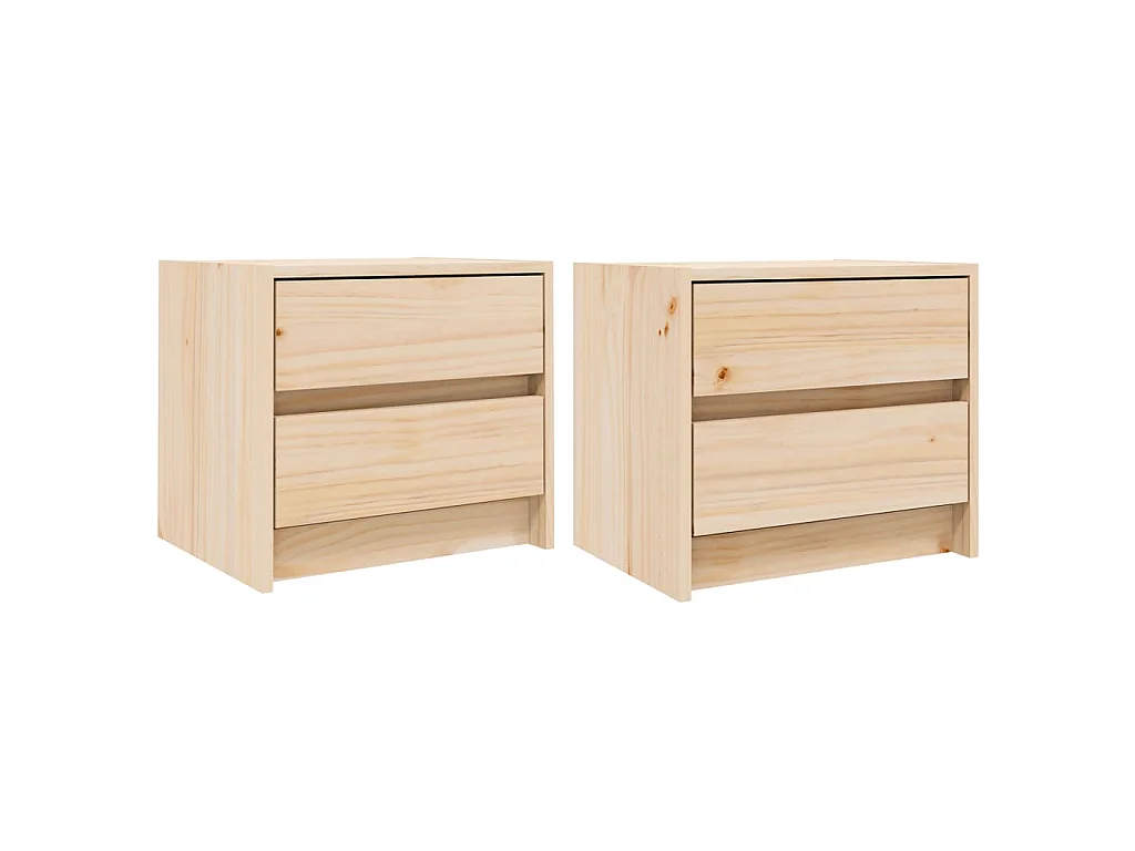 Comodini 2 pz 40x31x35,5 cm in Legno Massello di Pino