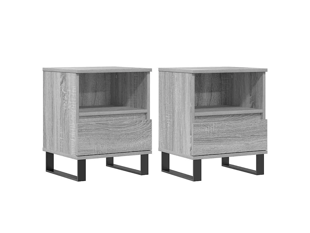 Nachttische 2 Stk. Grau Sonoma 40x35x50 cm Holzwerkstoff