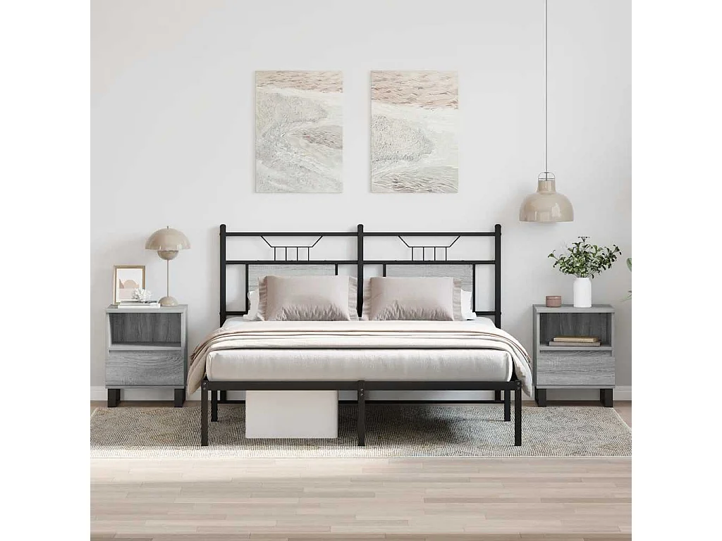 Nachttische 2 Stk. Grau Sonoma 40x35x50 cm Holzwerkstoff