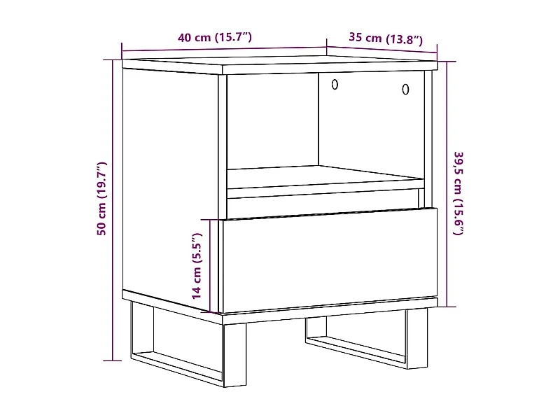 Comodini 2pz Grigio Sonoma 40x35x50 cm in Legno Multistrato