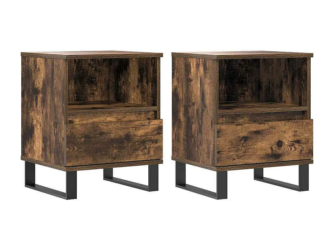 Tables de chevet 2 pcs chêne fumé 40x35x50 cm bois ingénierie