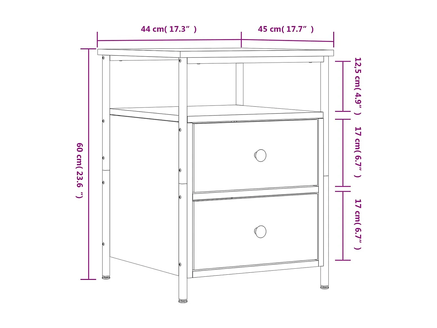 Nachttisch Sonoma-Eiche 44x45x60 cm Holzwerkstoff
