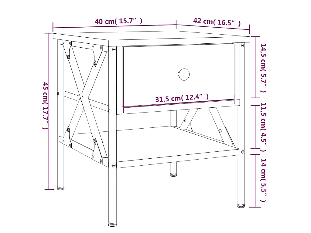 Nachttisch Schwarz 40x42x45 cm Holzwerkstoff