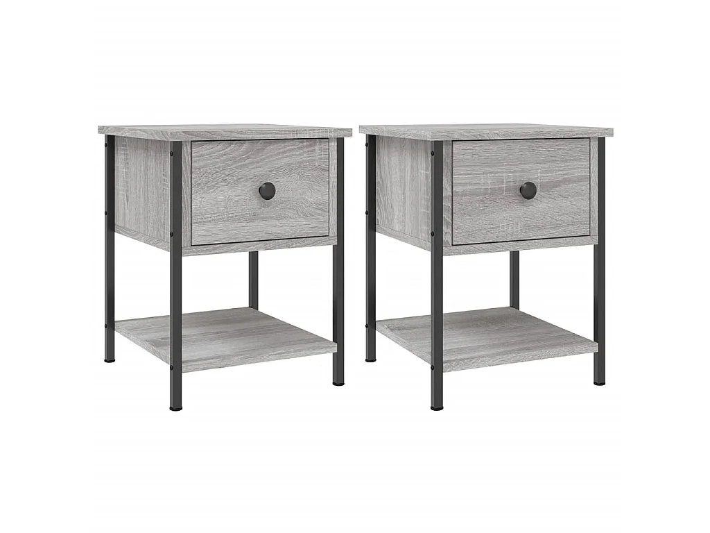 Nachttische 2 Stk. Grau Sonoma 34x35,5x45 cm Holzwerkstoff
