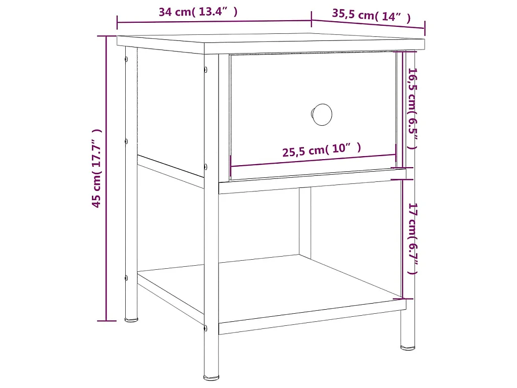 Nachttische 2 Stk. Grau Sonoma 34x35,5x45 cm Holzwerkstoff