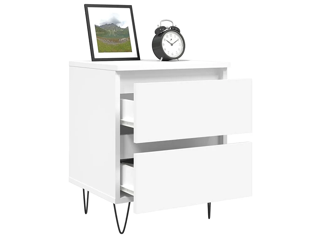 Comodino Bianco 40x35x50 cm in Legno Multistrato