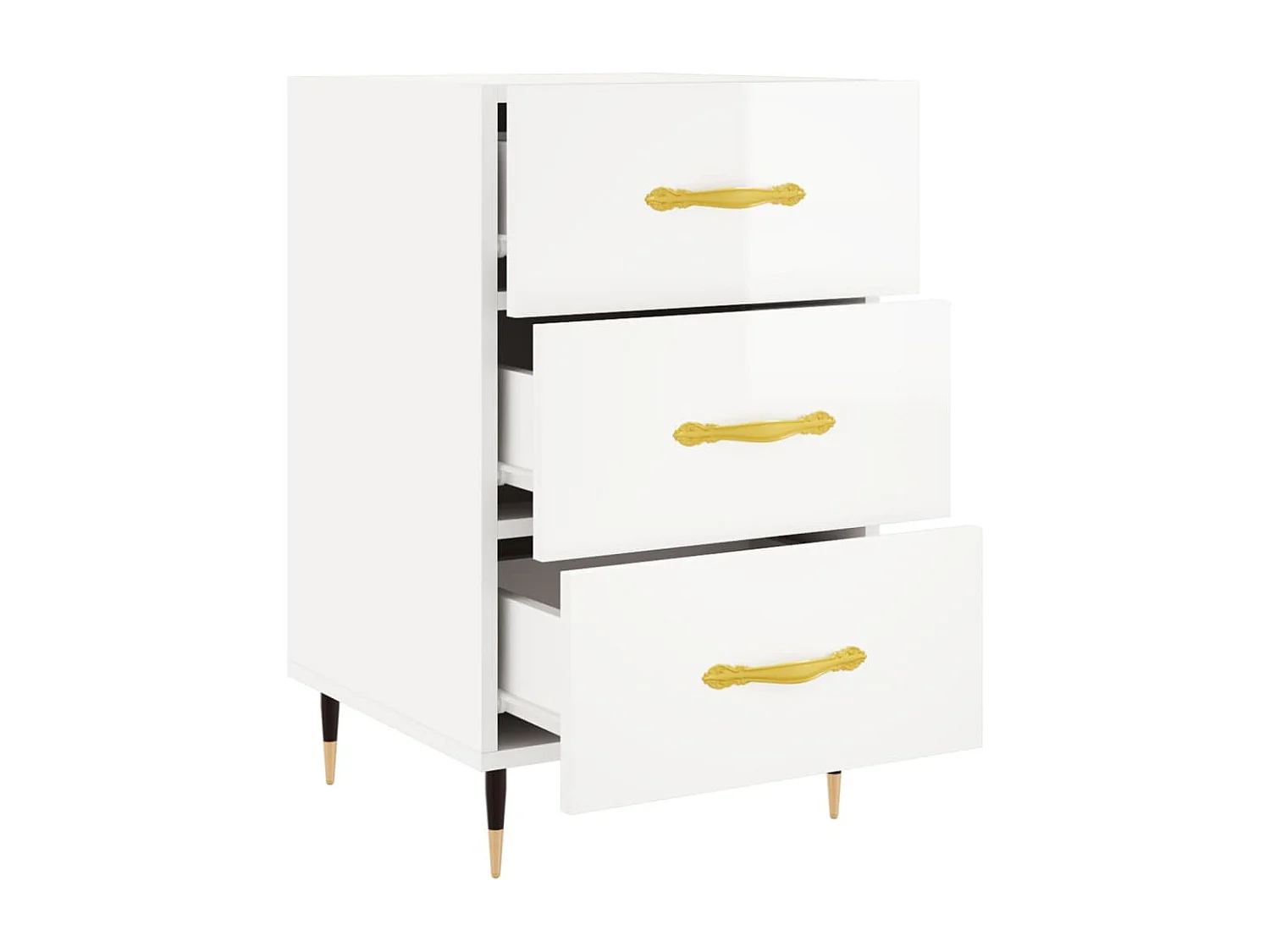 Mesa de cabeceira 40x40x66cm derivados madeira branco brilhante