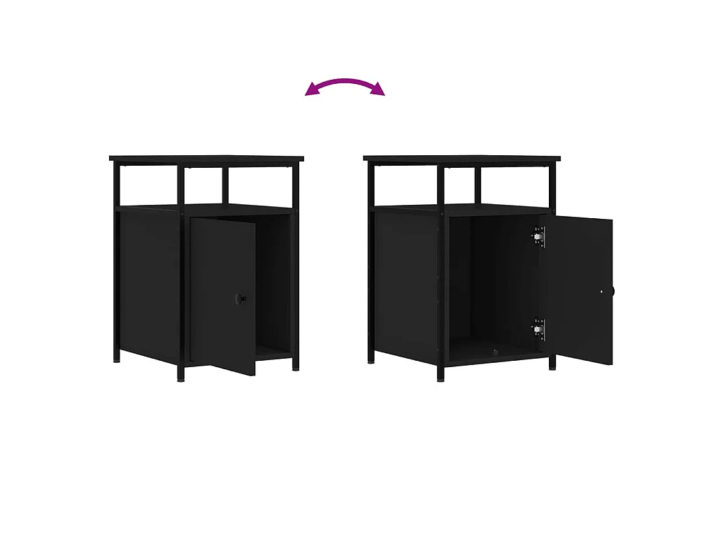 Tables de chevet 2 pcs noir 40x42x60 cm bois d'ingénierie