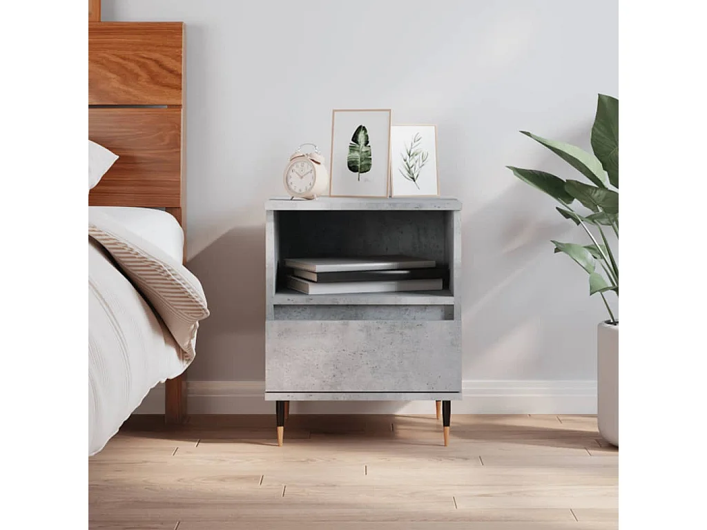 Table de chevet gris béton 40x35x50 cm bois d’ingénierie