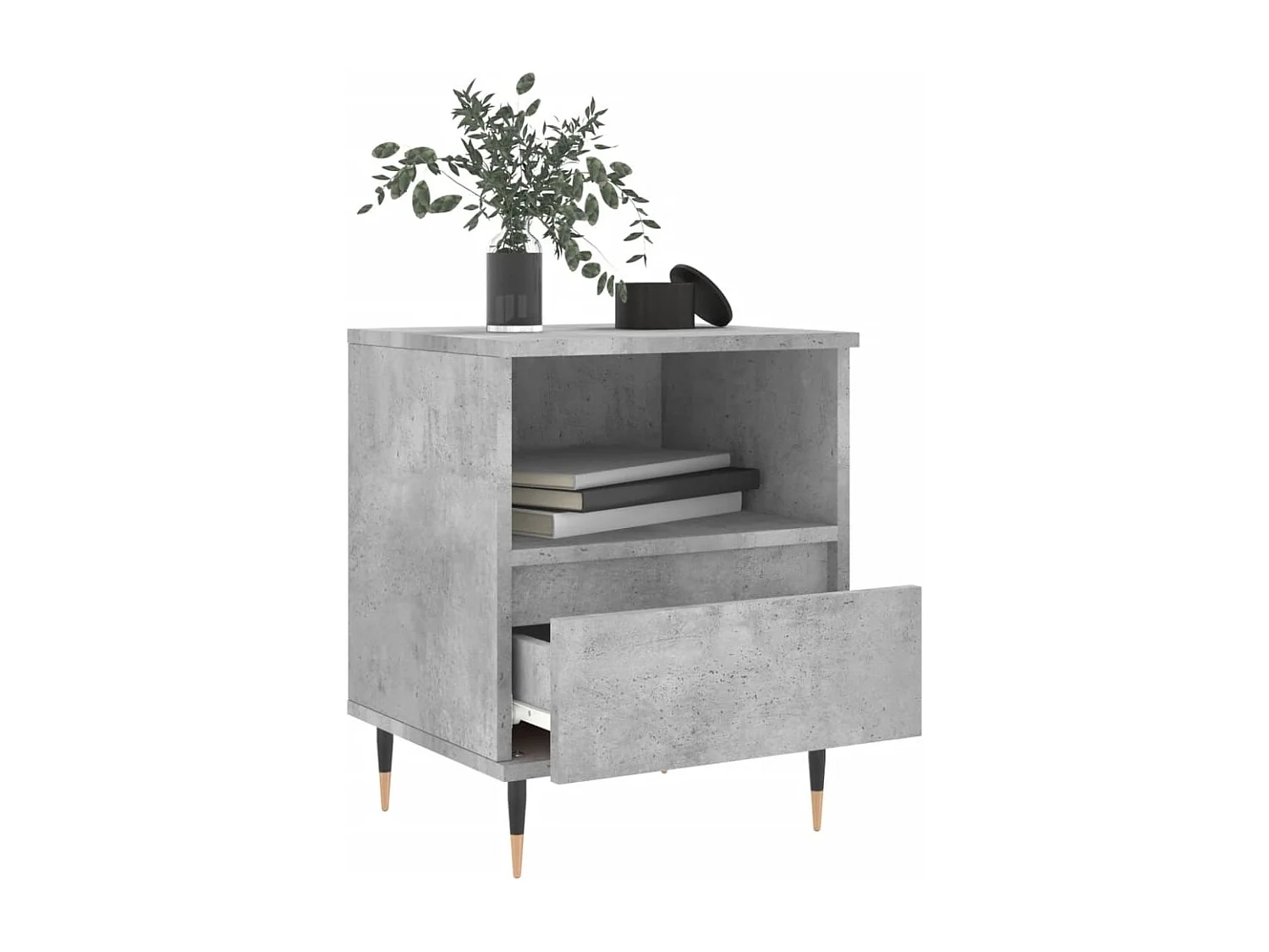 Table de chevet gris béton 40x35x50 cm bois d’ingénierie