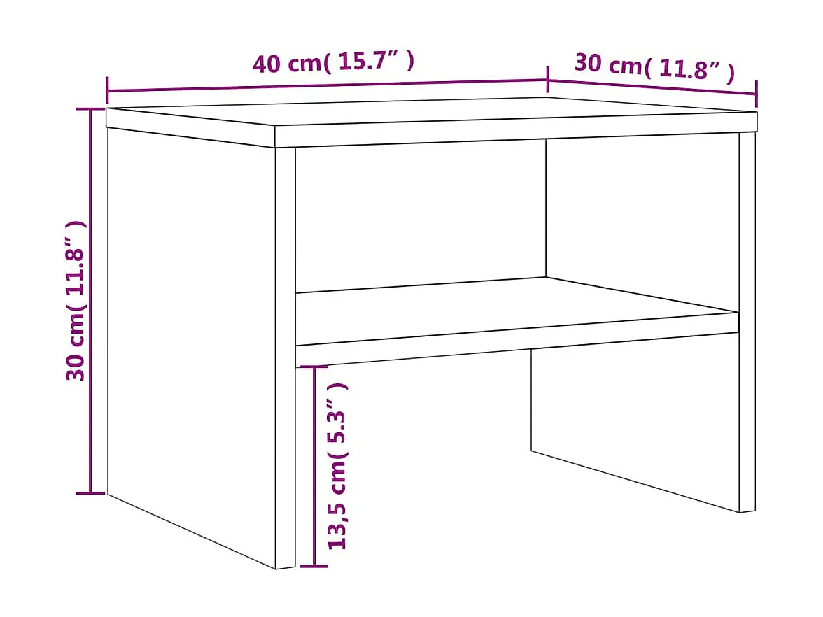Comodini Rovere Fumo 2 pz 40x30x30 cm Legno Multistrato