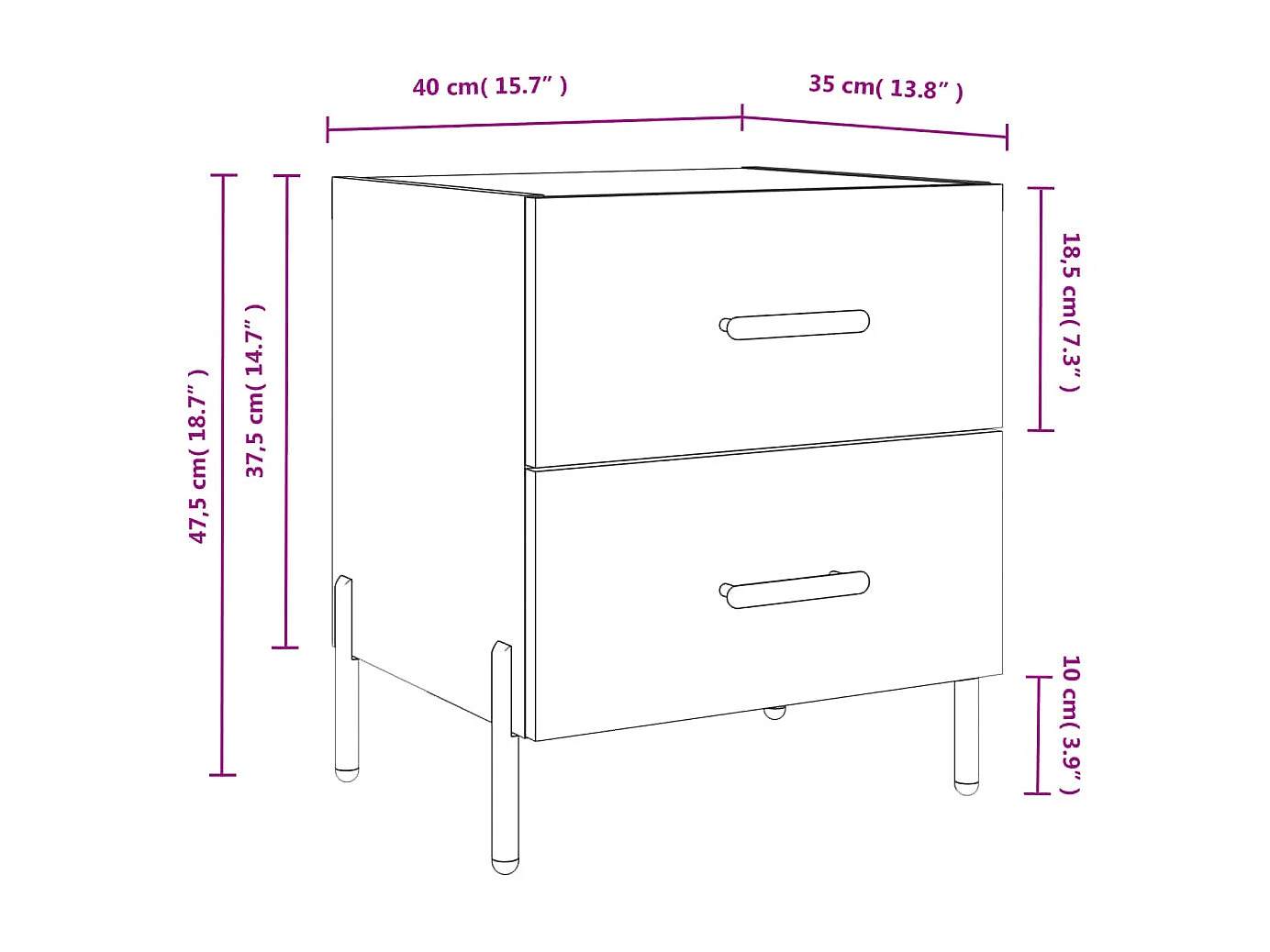 Nachttische 2 Stk. Grau Sonoma 40x35x47,5 cm Holzwerkstoff
