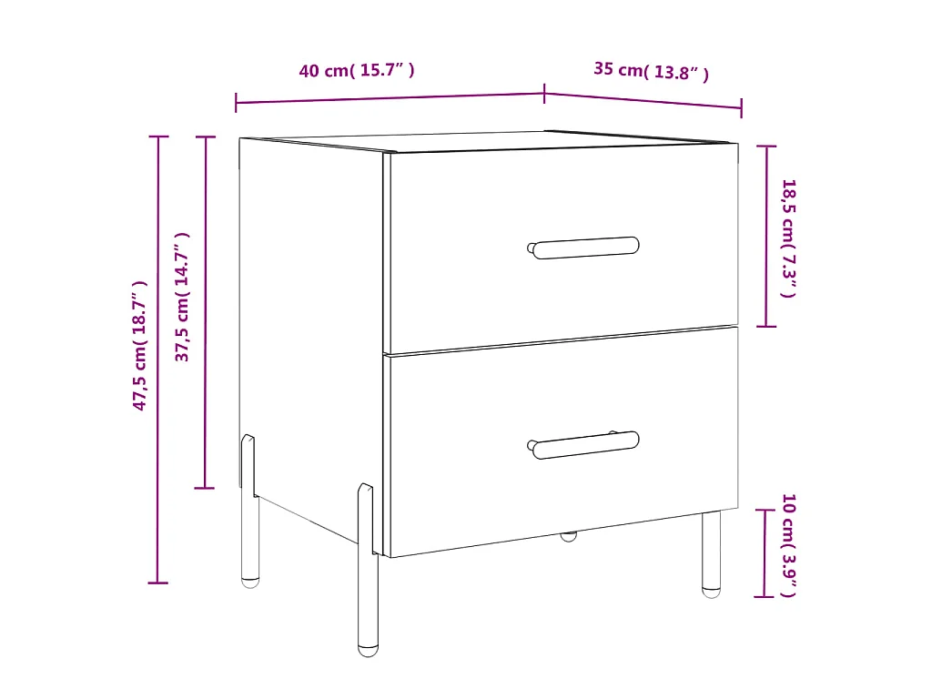 Nachttische 2 Stk. Grau Sonoma 40x35x47,5 cm Holzwerkstoff