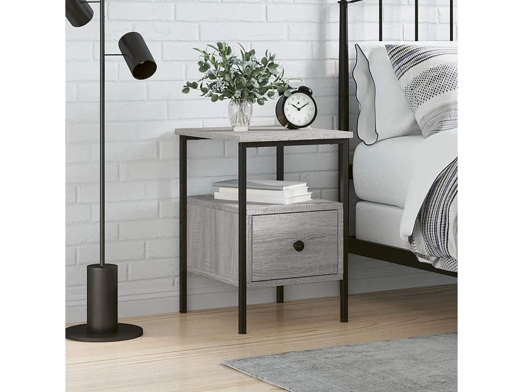 Table de chevet sonoma gris 34x36x50 cm bois d'ingénierie