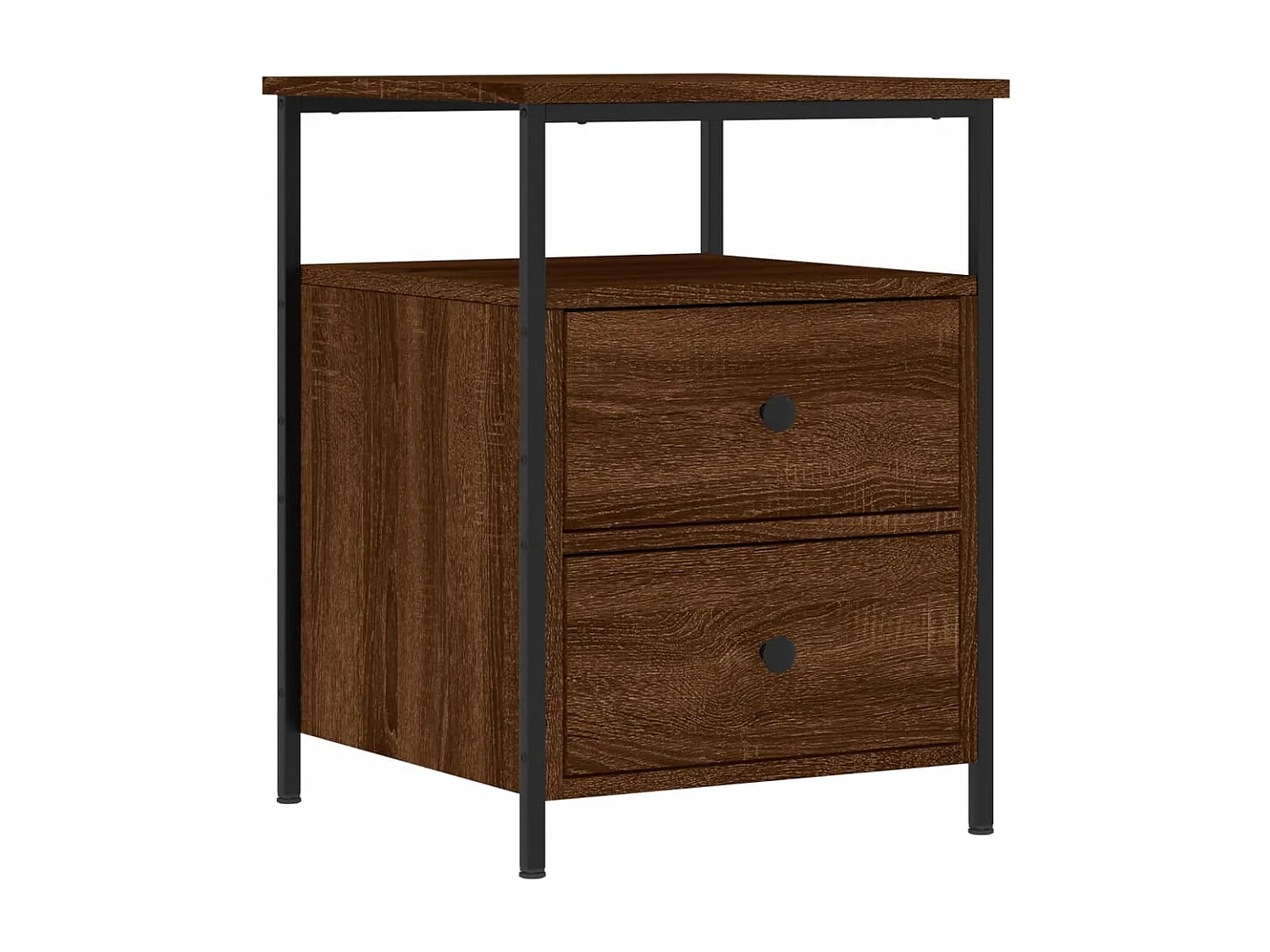 Nachtkastje 44x45x60 cm bewerkt hout bruin eikenkleur
